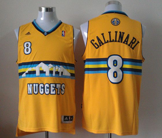 Men Denver Nuggets #8 Gallinari Yellow Adidas NBA Jerseys